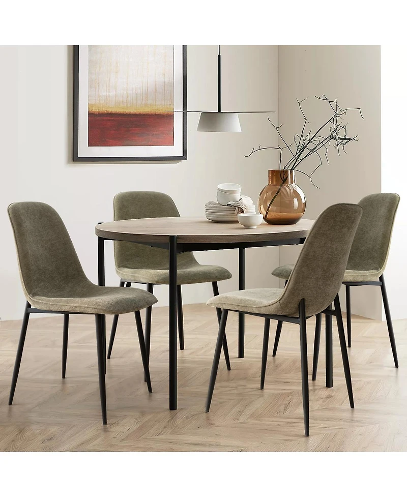 Maison Boucle 19.5" Seat Height Chenille Dining Side Chairs Set of 2, Metal Legs