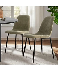 Maison Boucle 19.5" Seat Height Chenille Dining Side Chairs Set of 2, Metal Legs