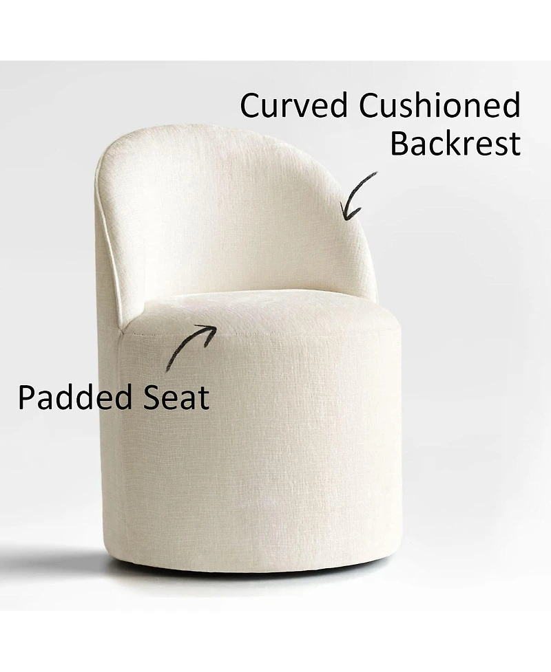 Maison Boucle Set of 2 Rolling Chenille Barrel Dining Chairs with Casters