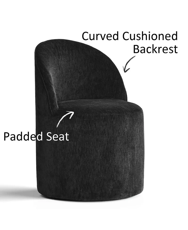 Maison Boucle Set of 2 Rolling Chenille Barrel Dining Chairs with Casters