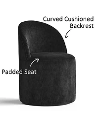 Maison Boucle Set of 2 Rolling Chenille Barrel Dining Chairs with Casters