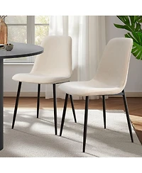 Maison Boucle 19.5" Seat Height Chenille Dining Side Chairs Set of 2, Metal Legs