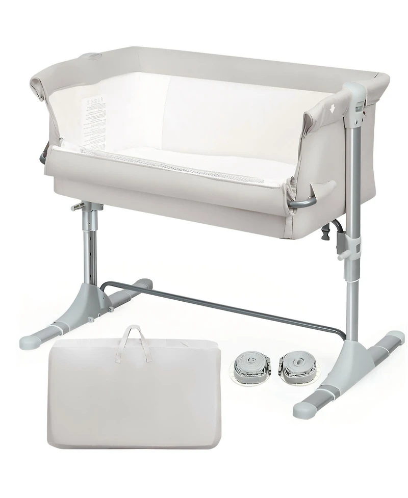 Gouun Baby 4-Height Travel Bedside Bassinet with Breathable Mesh and Carry Bag