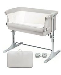 Gouun Baby 4-Height Travel Bedside Bassinet with Breathable Mesh and Carry Bag