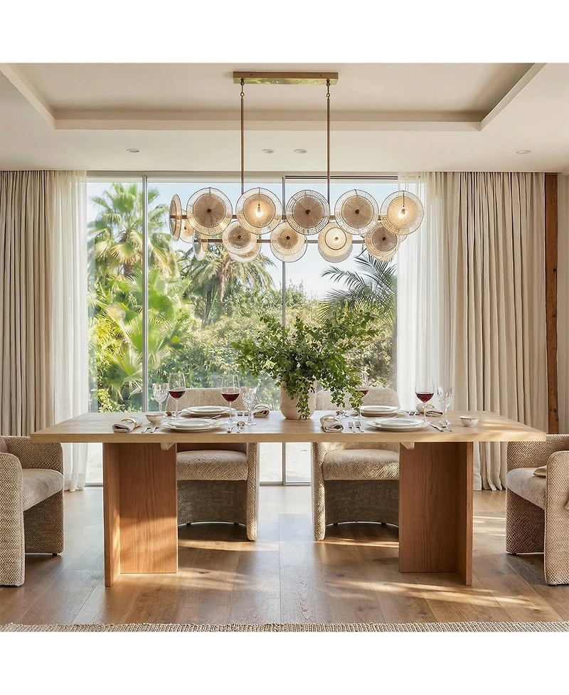 Homsee 7feet Solid Wood Dining Table Farmhouse Kitchen Table with Open Grain Finish and Rubber Wood Legs