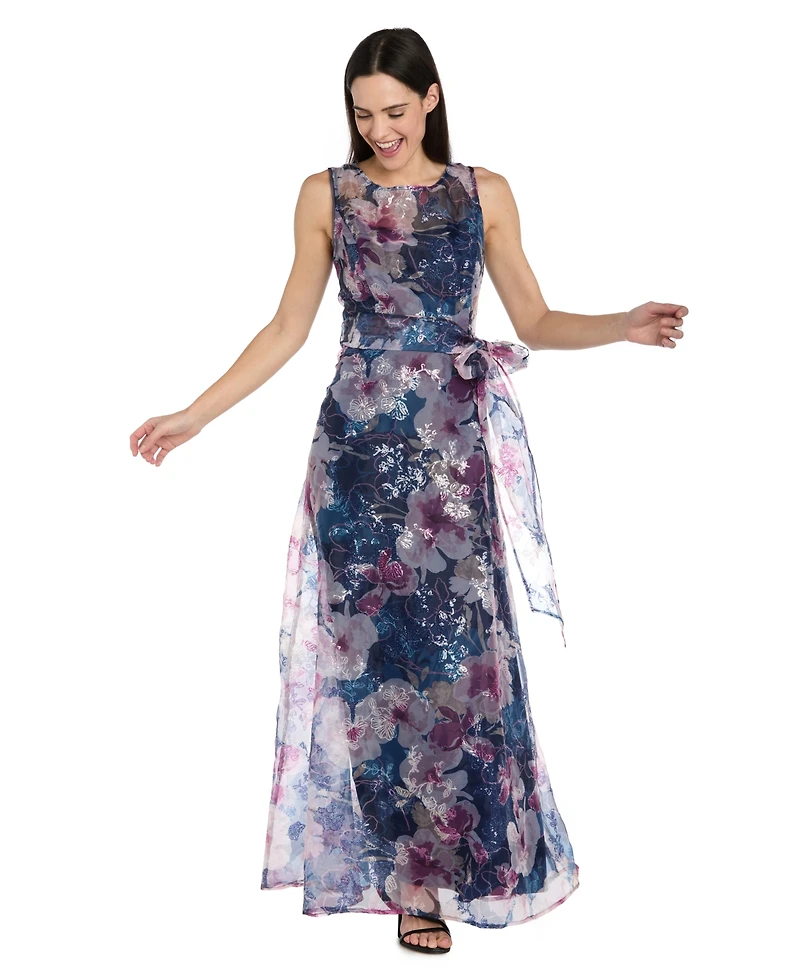 R & M Richards Women's Sequin-Printed Organza Dress