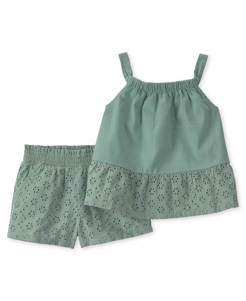 Carters Toddler Girls' 2T-5T Floral Tank Top and Shorts, 2-Piece Set