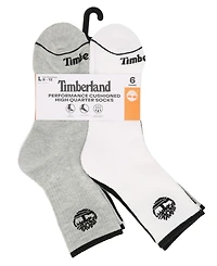 Timberland Men's 6-Pack Tipped High Quarter Logo Sock