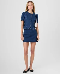 French Connection Women's Delancey Denim Button Front Top