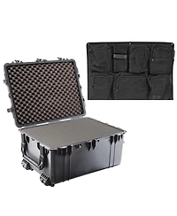 Pelican 1630 Watertight Wheeled Transport Hard Case with Cubed Foam Insert, Bundle with 1639 Lid Organizer