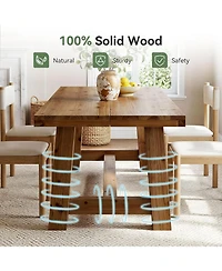 Tribesigns 63-Inch Solid Wood Dining Table, Farmhouse Kitchen Table for 4-6 People, Thick Top and Trestle Base