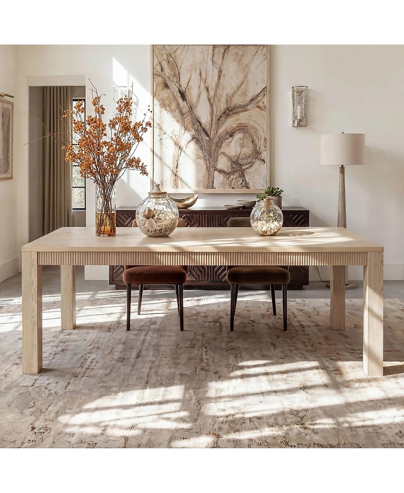 Homsee 7ft Solid Wood Dining Table - Extra Large Farmhouse Table with Wavy Edge and Rubber Wood Legs | 440lbs Capacity