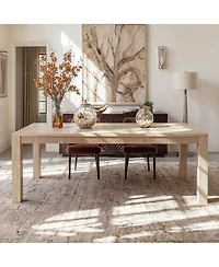 Homsee 7ft Solid Wood Dining Table - Extra Large Farmhouse Table with Wavy Edge and Rubber Wood Legs | 440lbs Capacity
