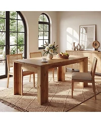 Tribesigns 63 Inches Solid Wood Dining Table for 4-6, Farmhouse Rectangular Kitchen Dinner Table with Heavy-Duty Legs