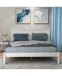 Sailvan Full Wood Platform Bed Frame with Headboard and Slat Support