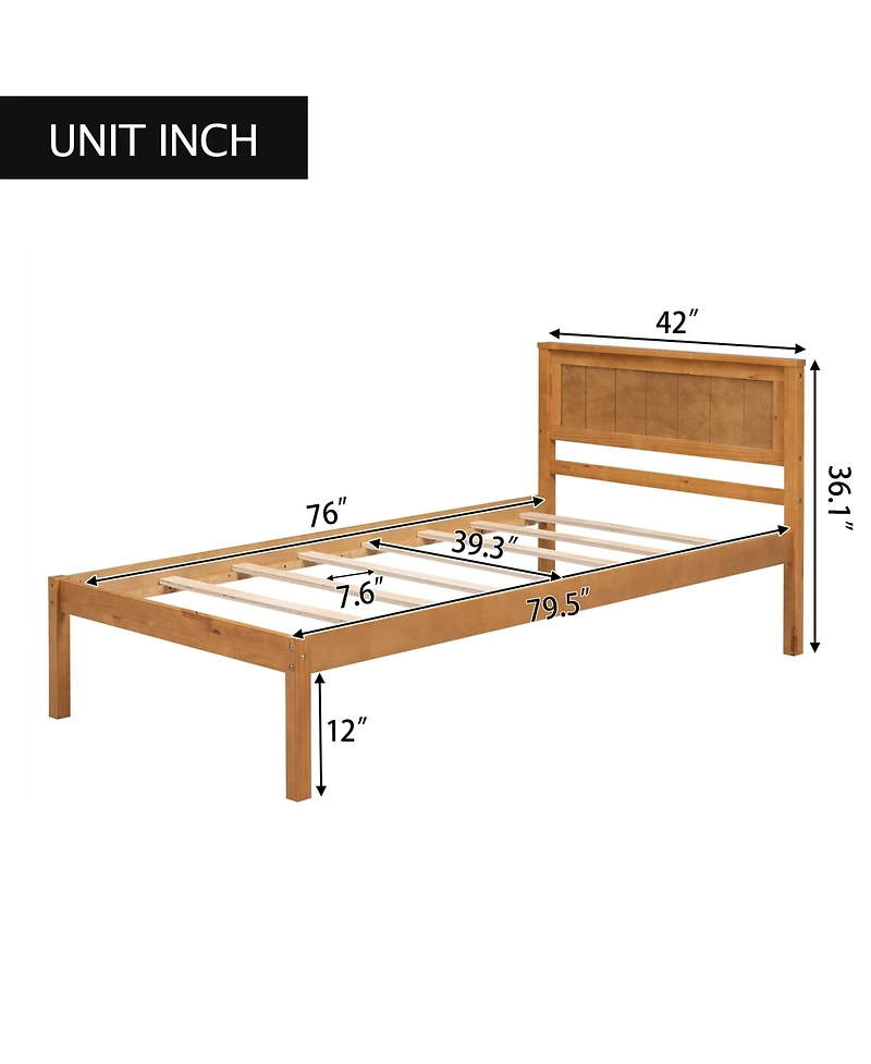 Sailvan Full Wood Platform Bed Frame with Headboard and Slat Support, No Box Spring Needed