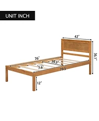 Sailvan Full Wood Platform Bed Frame with Headboard and Slat Support, No Box Spring Needed