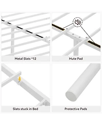 Homfan Modern Metal Bed Frame with Headboard and Footboard - Sturdy Platform Foundation, Underbed Storage, Safe Rounded Corners, Easy Assembly