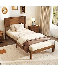 Slickblue Bed Frame with Headboard Sturdy Wooden Slats for Enhanced Mattress Support