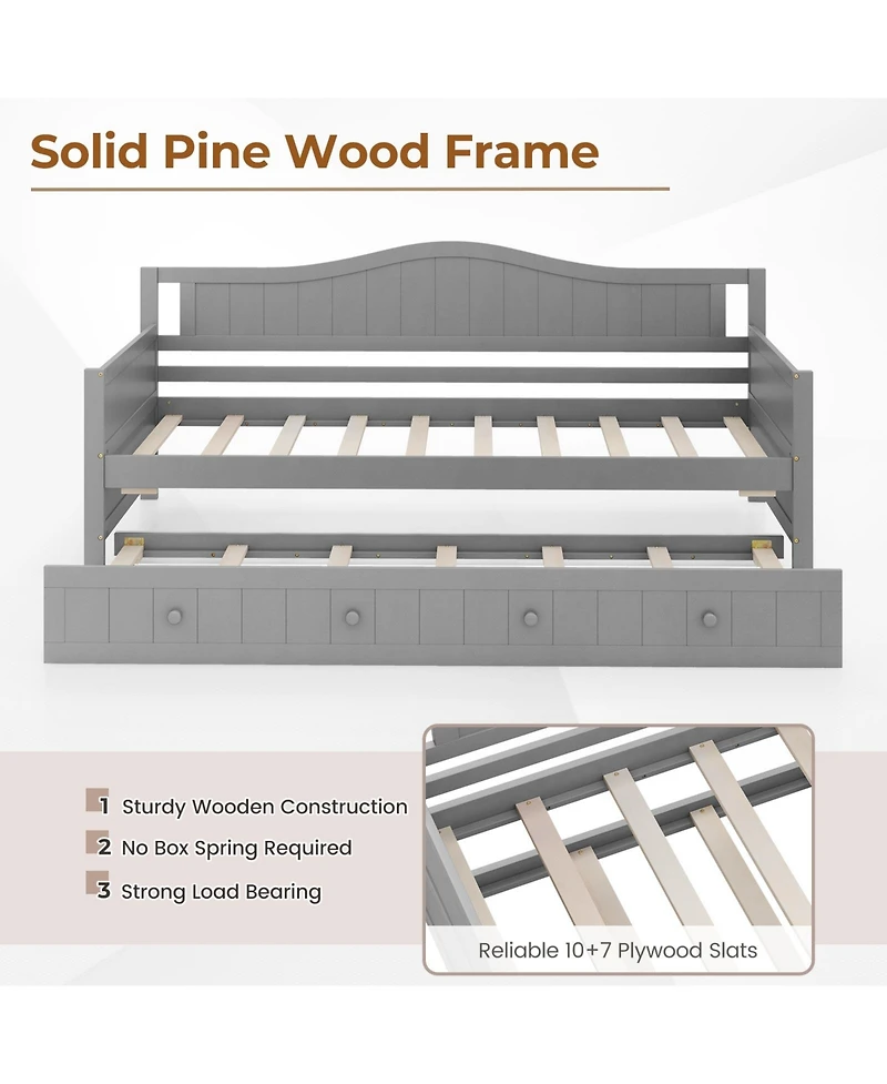 Slickblue Twin Size Daybed with Pull-Out Trundle and Slats