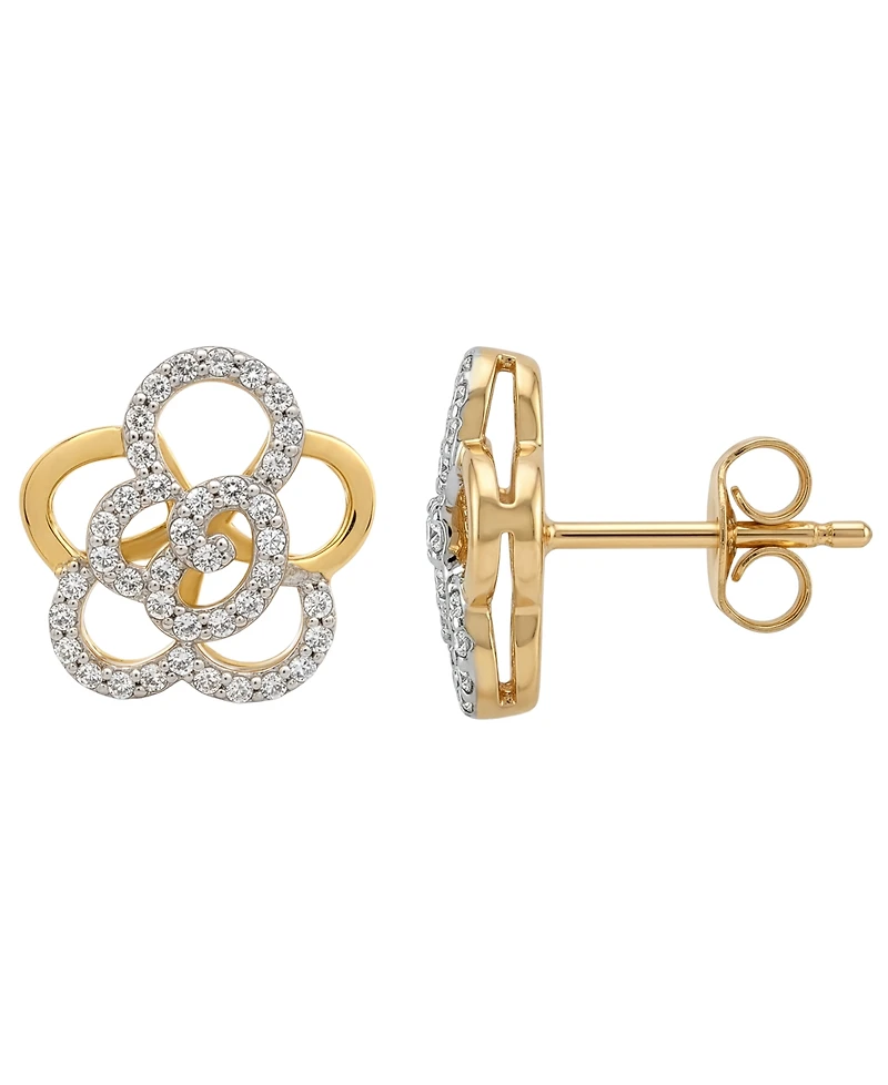 Wrapped in Love Diamond Rose Stud Earrings (1/4 ct. t.w.) in 10k Yellow Gold