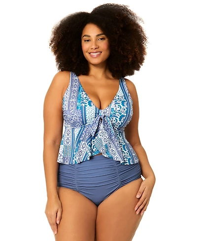 Raisins Curve Plus Underwire Topanga Ruffled Swim Tankini Top