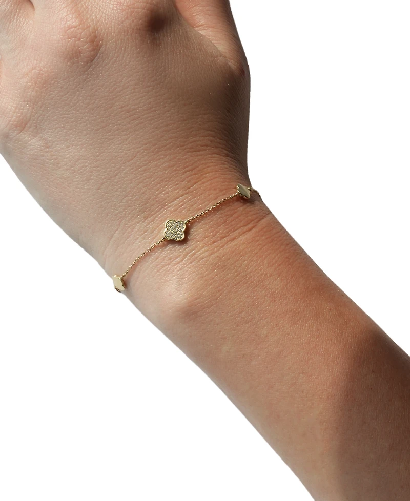 Wrapped Diamond (1/10 ct. t.w.) 3-Clover Bracelet in 10k Yellow Gold