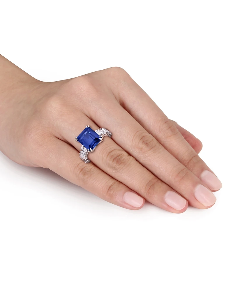 Macy's Lab Grown Blue Sapphire (5 ct. t.w.) & White (2-1/5 Ring Sterling Silver (Also Available Ruby)