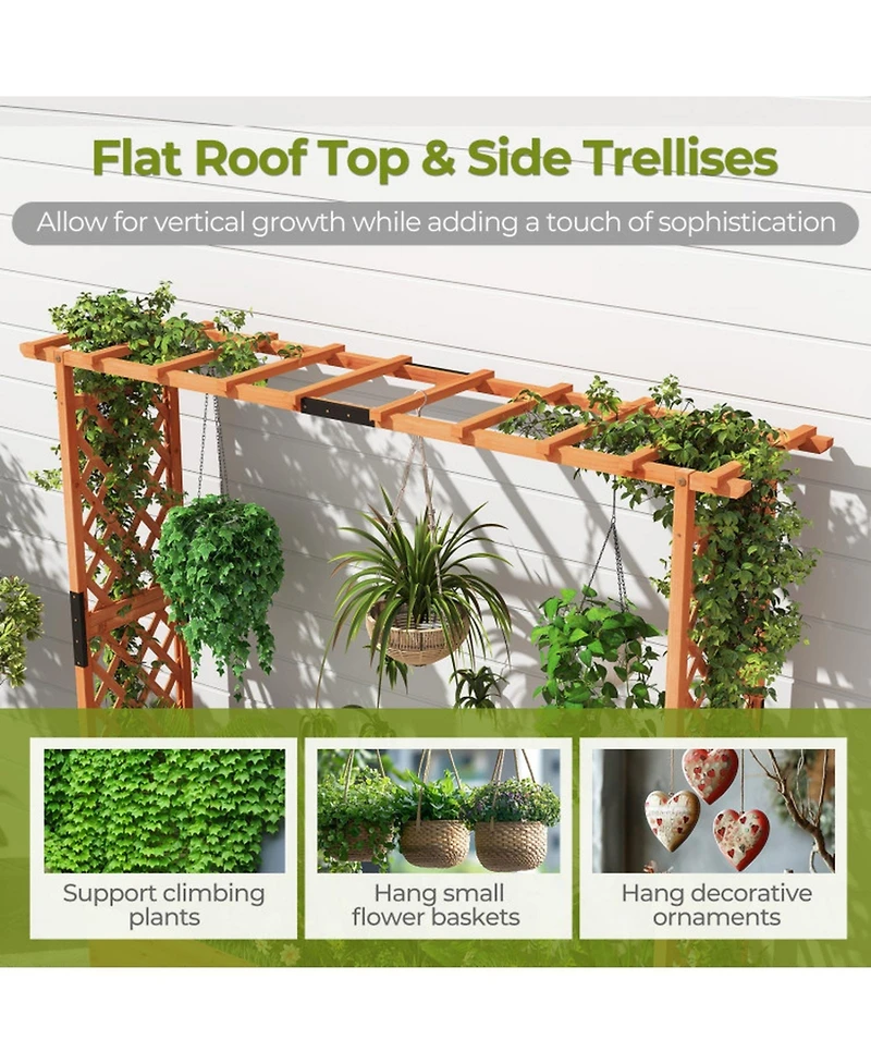 Gouun 77-Inch Raised Garden Bed with Arch Trellis and Hanging Roof