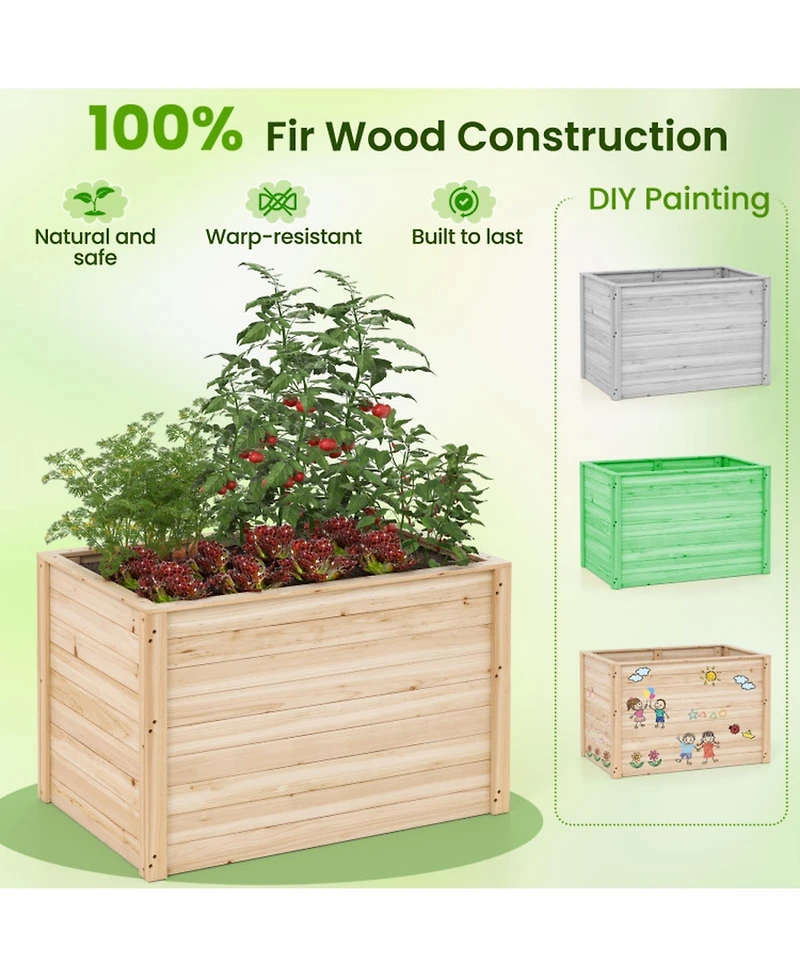 Gouun Elevated Fir Wood Planter Box with Open-Ended Base