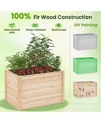 Gouun Elevated Fir Wood Planter Box with Open-Ended Base