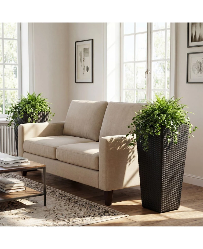 Gouun Tall Rattan Plant Pots Set of 2 with Detachable Plastic Liners