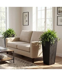 Gouun Tall Rattan Plant Pots Set of 2 with Detachable Plastic Liners