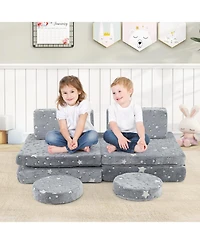 Gouun Modular Kids Play Couch Set with Glow-in-the-Dark Pattern and Handles