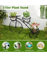 Gouun Metal Tricycle Plant Stand with 3 Hollow Baskets