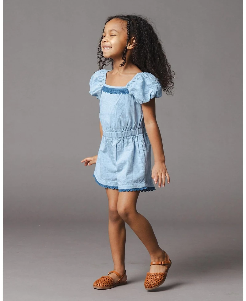 Hope & Henry Baby Organic Ruffle Collar Button Front Sweater Romper