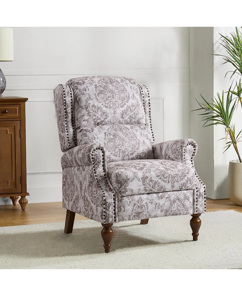 Hulala Home Ariany Floral Manual Recliner with Nailheads
