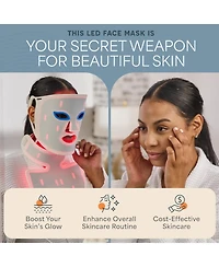 LifePro Red Light Therapy Face Mask with Neck Coverage - 3-Color Led Light Therapy for Skin Care at Home