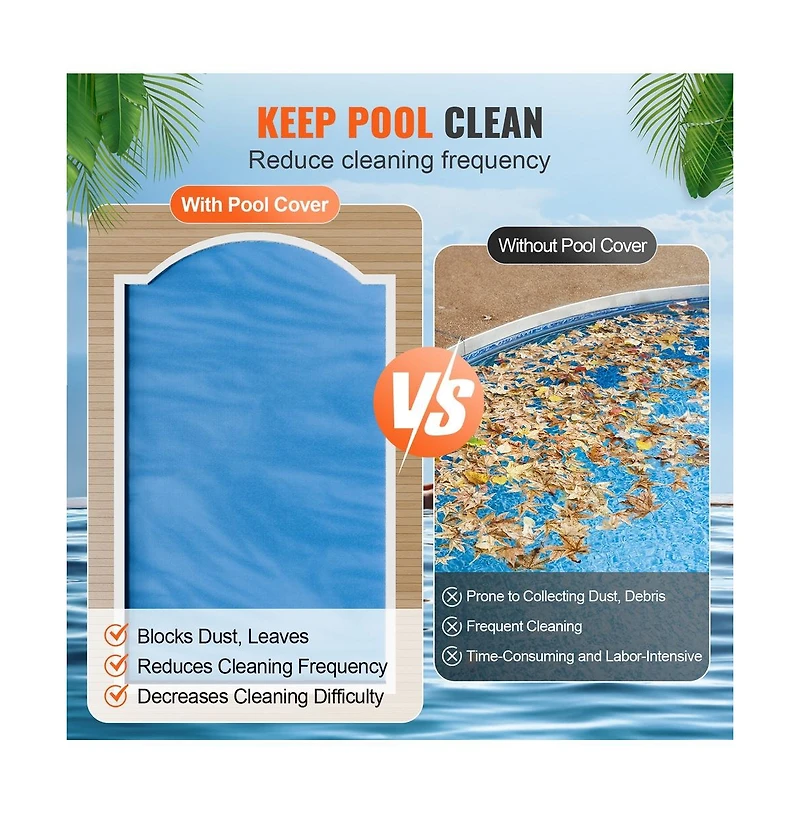 Sugift 28 x 14 ft Rectangle Solar Pool Cover 16 mil Blanket for Pools