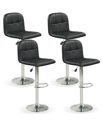Gymax Swivel Bar Stools Set of 4 with Backrests Footrests and Metal Base for Kitchen