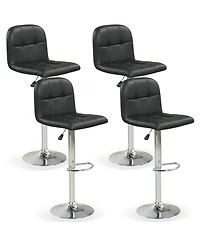 Gymax Swivel Bar Stools Set of 4 with Backrests Footrests and Metal Base for Kitchen