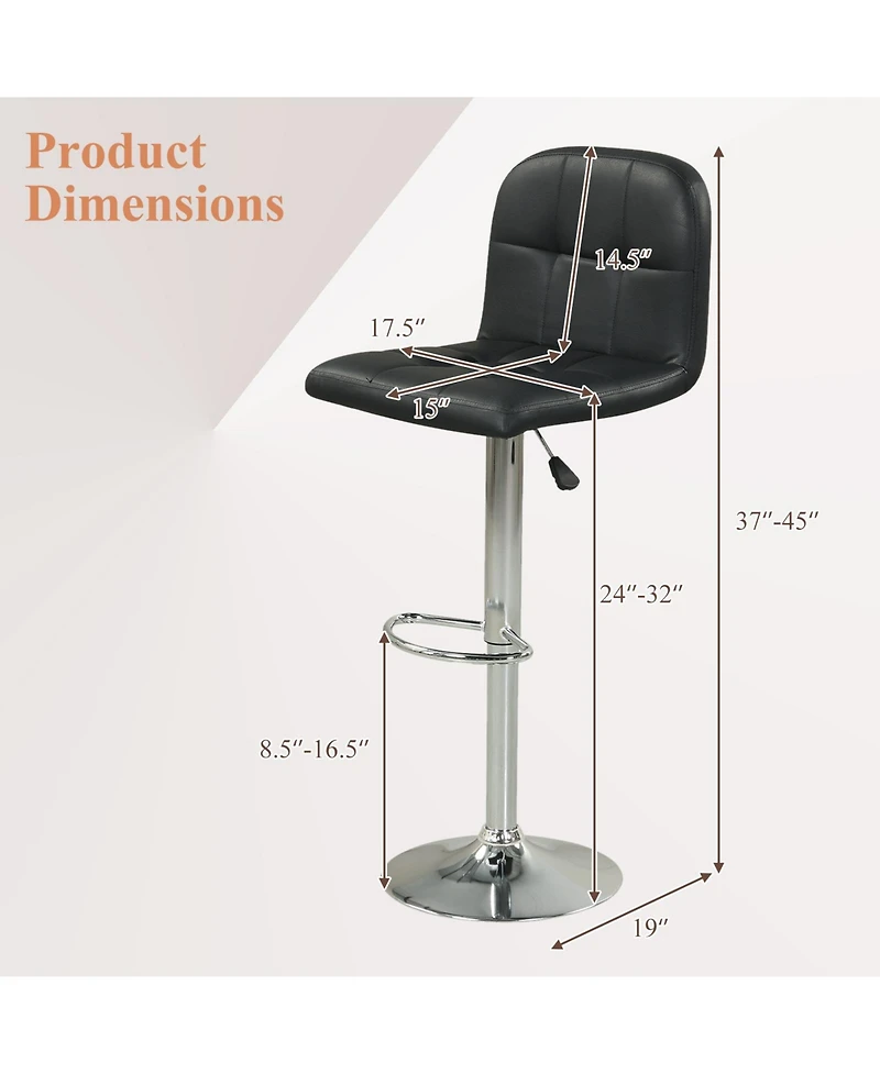 Gymax Swivel Bar Stools Set of 4 with Backrests Footrests and Metal Base for Kitchen