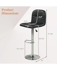 Gymax Swivel Bar Stools Set of 4 with Backrests Footrests and Metal Base for Kitchen