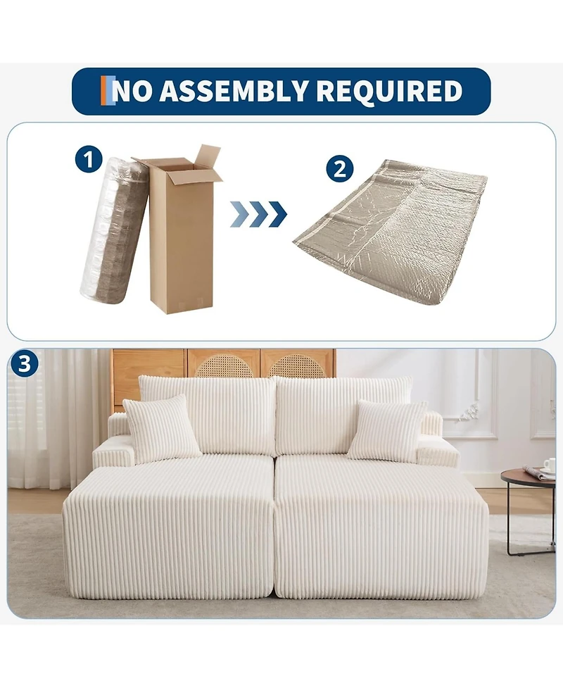 gaomon Oversized Corduroy Double Chaise Sofa - 78" Deep Seat, No Assembly, 4 Pillows & Armrests, Cloud Sleeper Loveseat for Living Room, Bedroom