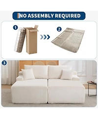 gaomon Oversized Corduroy Double Chaise Sofa - 78" Deep Seat, No Assembly, 4 Pillows & Armrests, Cloud Sleeper Loveseat for Living Room, Bedroom