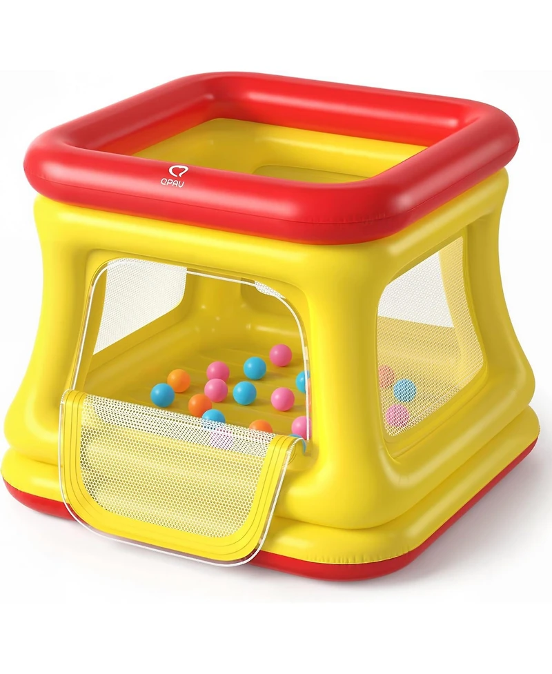 Qpau 3-in-1 Inflatable Bounce House for Toddlers 1-3, Ball Pit and Trampoline, Inflatable Bouncy House with Pump, Safety Net