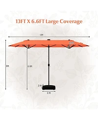 Sugift 13 ft Double Sided Patio Umbrella with Solar Lights