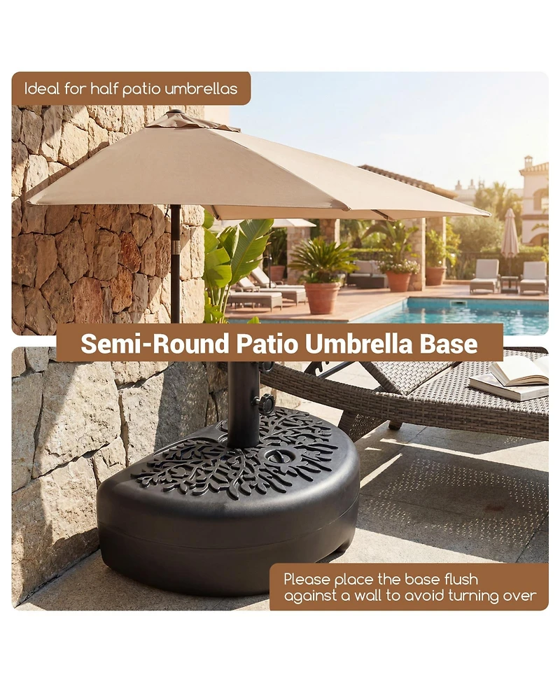 Sugift 55 Lbs Half Round Patio Umbrella Base for Deck Lawn Poolside