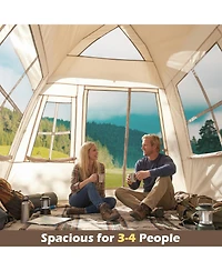 Sugift 4 Person Camping Tent Portable Automatic Easy Setup with Rainfly and 2 Doors