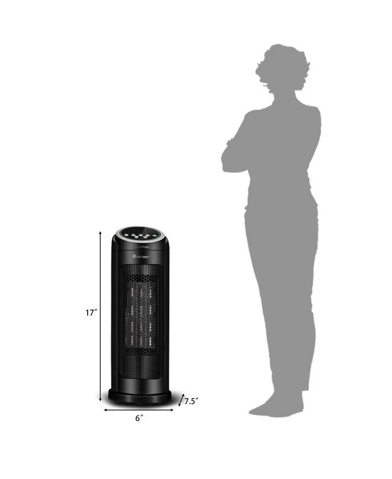 Gouun 1500W Portable Oscillating Ptc Ceramic Space Heater with Remote and Timer